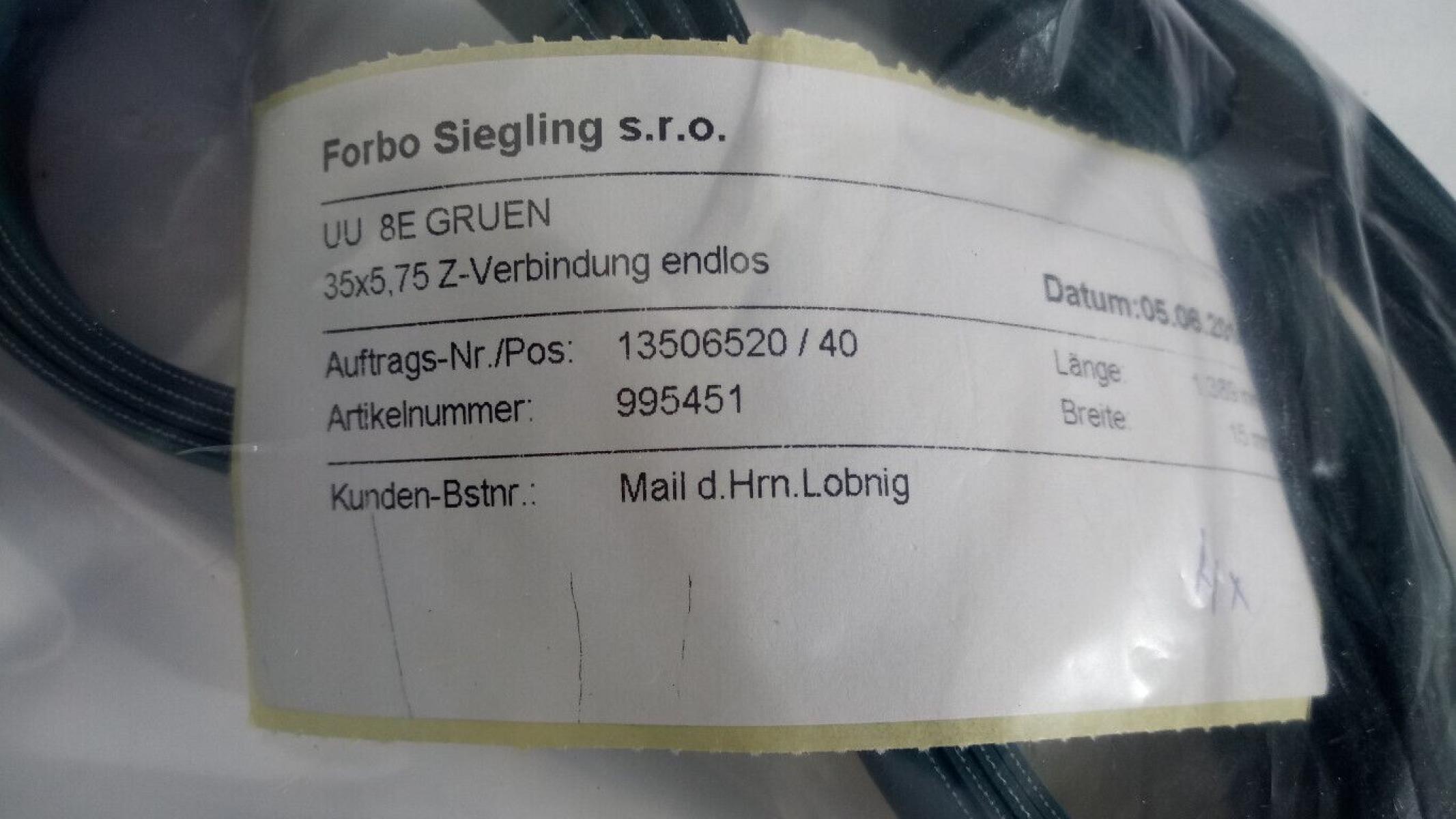 Forbo Siegling UU 8E grün endlos 35x5,75 Z-Verbindung, € 19,- (8130 Frohnleiten)